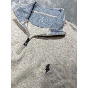 Polo Ralph Lauren 1/4 Quarter Zip Pullover Top Men Large Beige Sweatshirt Preppy